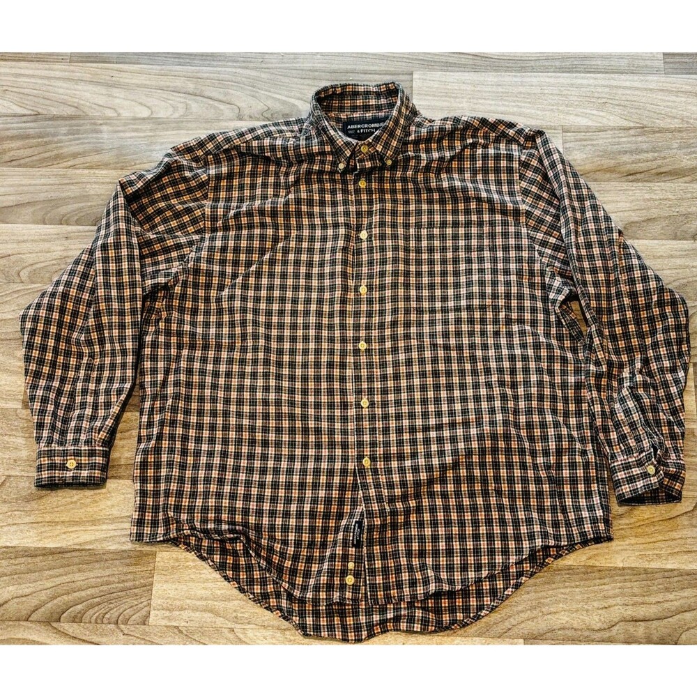 A&F Abercrombie & Fitch Mens XL Plaid Flannel Shirt Cotton Reliable Outdoor Good